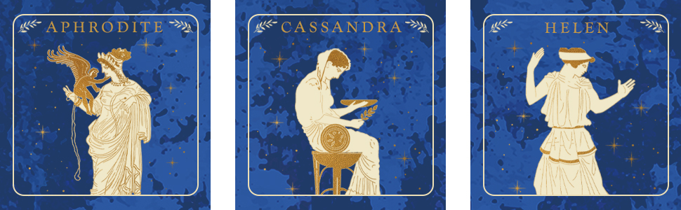 Goddess images of Aphrodite, Cassandra and Helen